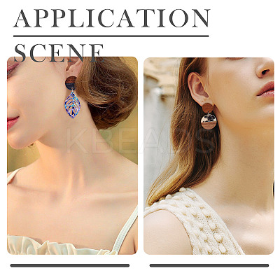 Opaque Resin & Walnut Wood Flat Round Stud Earrings MAK-TA0001-18C-1