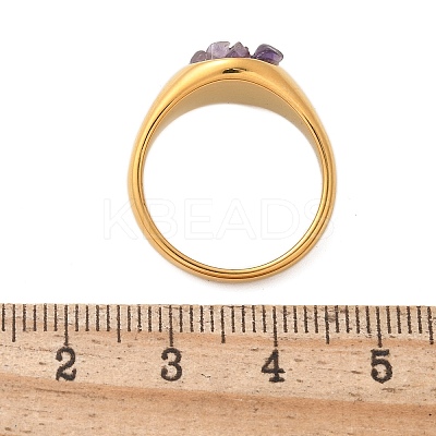 Round Natural Amethyst Chips Finger Rings RJEW-D303-03G-03-1