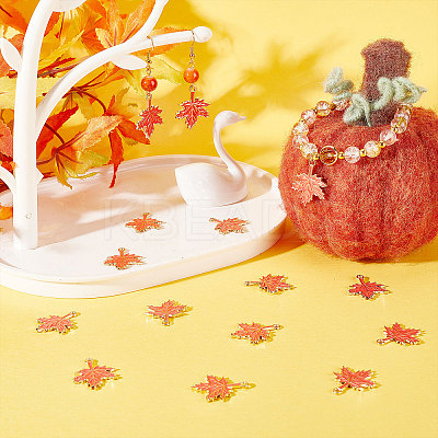 60Pcs Autumn Theme Rack Plating Alloy Enamel Pendants ENAM-SC0003-37-1