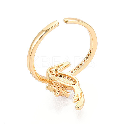 Brass Micro Pave Cubic Zirconia Cuff Rings for Women KK-T071-60G-1