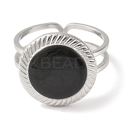 304 Stainless Steel Enamel Open Cuff Rings for Women RJEW-F166-48P-01-1