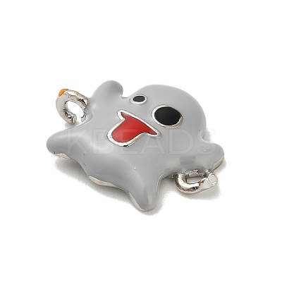 Halloween Brass Light Grey Enamel Connector Charms KK-F915-04A-P-1
