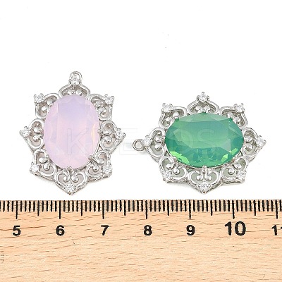 Brass Micro Pave Clear Cubic Zirconia Pendants KK-H257-11P-1