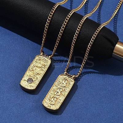 304 Stainless Steel Rectangle Number Pendant Necklaces NJEW-D300-01G-08-1