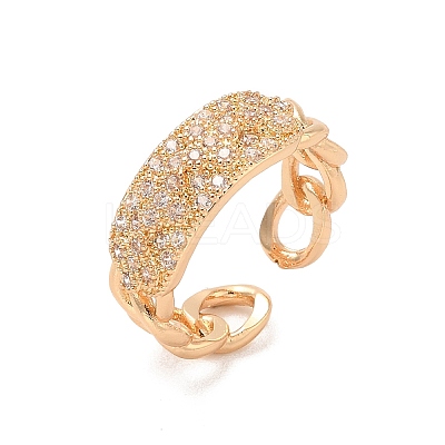 Brass Micro Pave Cubic Zirconia Open Cuff Rings RJEW-R146-03KCG-1