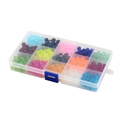 1Box 15 Color Transparent Glass Beads GLAA-X0011-02-6mm-1