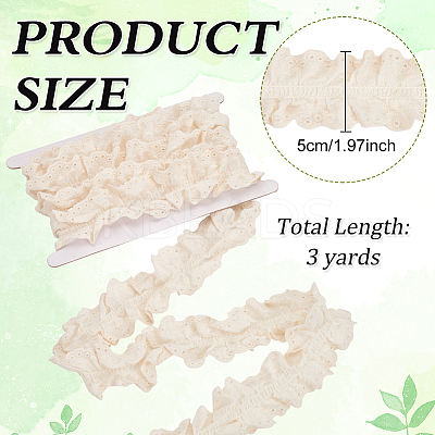 3 Yards Cotton Flower Embroidery Pleated Lace Ribbon OCOR-MA0001-14A-1