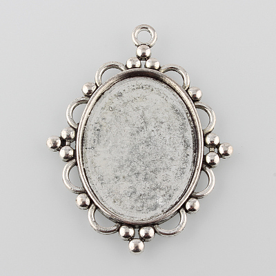 Tibetan Style Pendant Cabochon Settings LS-TIBEP-K020-28AS-1