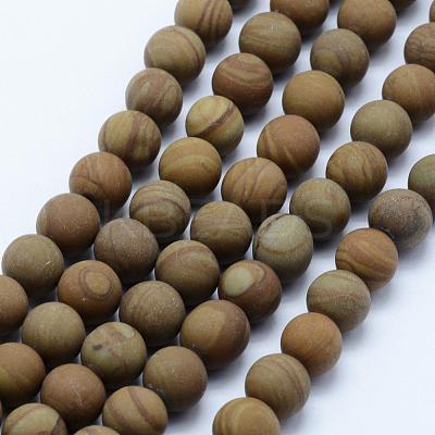 Natural Wood Lace Stone Wooden Jasper Beads Strands G-F518-21-8mm-1