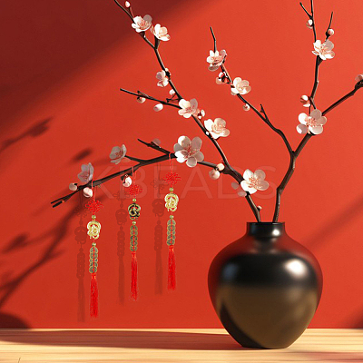6Pcs 2 Colors Alloy Snake & Coin Pendant Decorations HJEW-DC0001-21-1