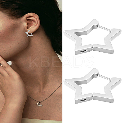2Pcs 304 Stainless Steel Hoop Earrings EJEW-LP0004-60P-1