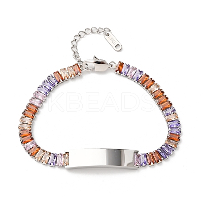304 Stainless Steel Glass Link Chain Bracelets BJEW-G753-03P-03-1