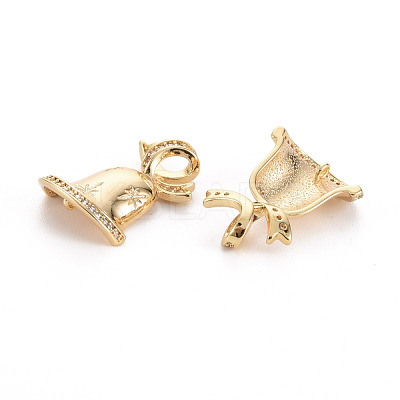 Brass Micro Pave Clear Cubic Zirconia Link Connectors KK-S356-446-NF-1