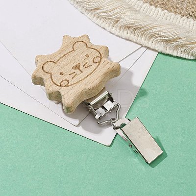 Iron ID Card Clips with Wood Animal JEWB-BR00127-02-1