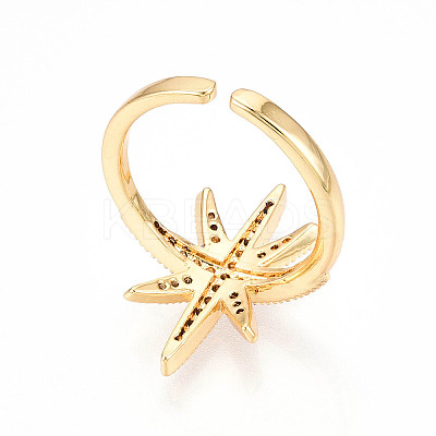 Brass Micro Pave Clear Cubic Zirconia Cuff Rings for Women KK-T074-07G-1