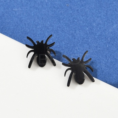 Halloween Spider 304 Stainless Steel Stud Earrings for Women LS-EJEW-B019-01EB-1