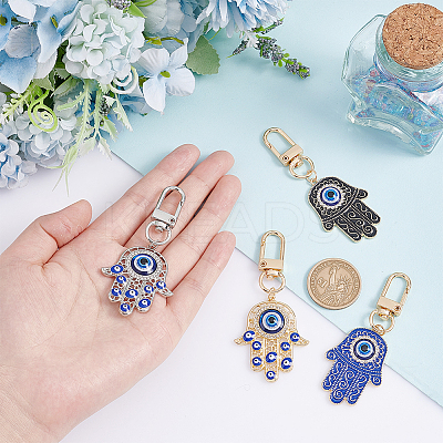 4Pcs 4 Style Alloy Enamel Turkish Evil Eye Pendant Decoration KEYC-AR0001-14-1