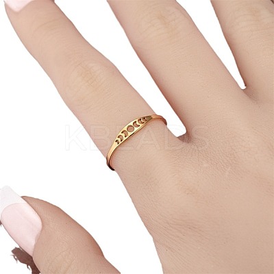 Hollow Moon Phase 304 Stainless Steel Finger Rings FS-WG454BE-04-1