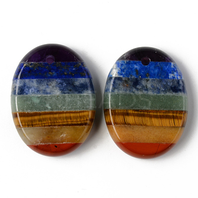 Chakra Style Assembled Natural Amethyst & Lapis Lazuli & Sodalite & Green Aventurine & Tiger Eye & Topaz Jade & Red Jasper Pendants X-G-R478-12-1