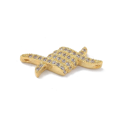 Rack Plating Brass Clear Cubic Zirconia Rhombus Connector Charms KK-A234-069G-1