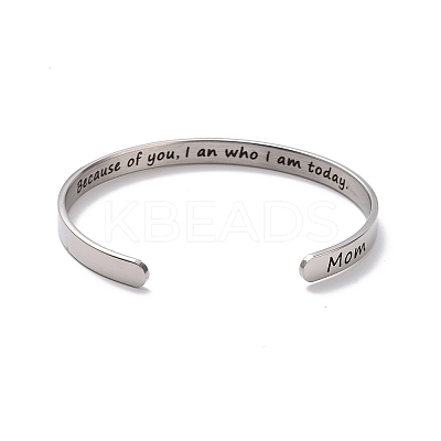 Non-Tarnish 304 Stainless Steel Open Cuff Bangle LS-BJEW-G653-01P-06-1