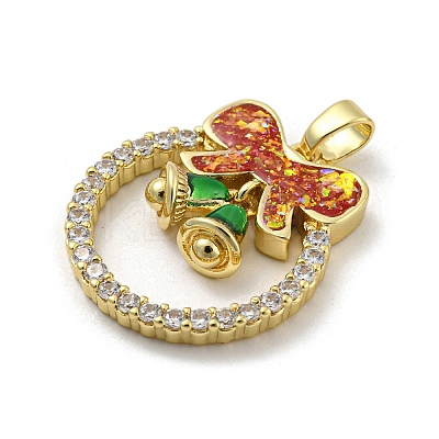 Christmas Brass Micro Pave Cubic Zirconia Pendants KK-H468-01A-02G-1