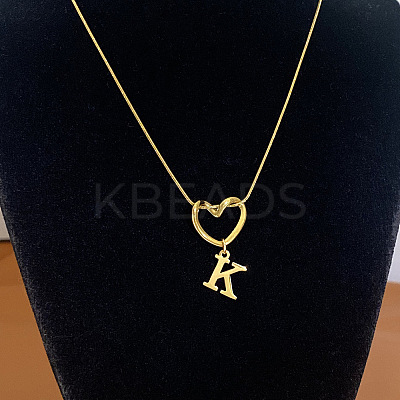 304 Stainless Steel Heart with Initial Pendant Necklaces for Women FS-WG4DC9E-11-1