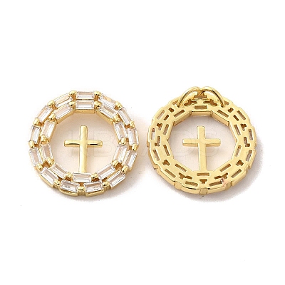 Brass Micro Pave Cubic Zirconia Pendants KK-A180-14G-02-1