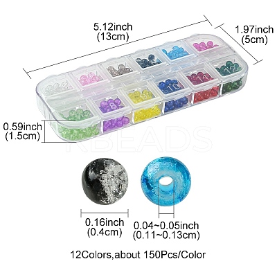 12 Colors Transparent Baking Paint Crackle Glass Beads CCG-FS0001-02B-1