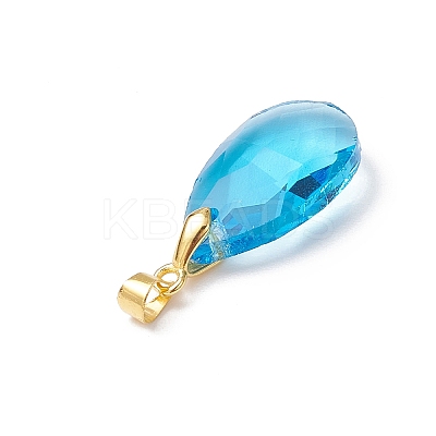 Faceted Teardrop Glass Pendants PALLOY-JF03737-01-1