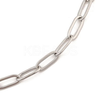 Non-Tarnish 304 Stainless Steel Paperclip Chain Necklace for Women NJEW-C011-03P-01-1
