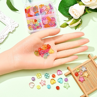 125Pcs 4 Style Transparent Acrylic Beads MACR-YW0001-60-1