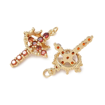 Brass Micro Pave Cubic Zirconia Pendants KK-C143-43A-G-1