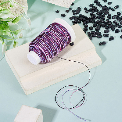 1 Roll Gradient Color Segment Dyed Round Waxed Polyester Cord YC-TADJ0001-03C-1