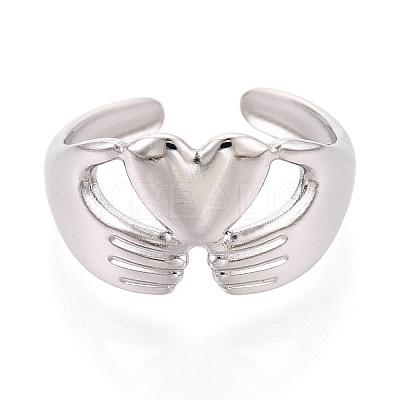 Adjustable 304 Stainless Steel Cuff Rings for Women RJEW-N052-11P-1