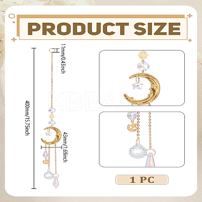 1Pc Glass Teardrop Big Pendant Decorations HJEW-LP0002-57-1