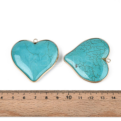 Dyed Synthetic Turquoise Heart Pendants X-TURQ-T004-30A-1