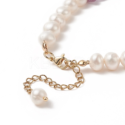4Pcs 4 Style Natura Mixed Gemstone & Shell Beaded Bracelets Set with Heart Charms for Women BJEW-TA00242-1