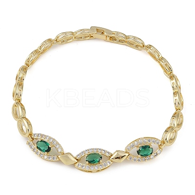 Cubic Zirconia Oval Link Chain Bracelet BJEW-Z069-01G-03-1