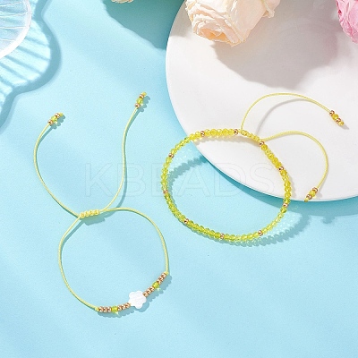 2Pcs Adjustable Glass Seed Beads & Glass Beads Braided Bead Bracelets Set BJEW-MZ00287-03-1