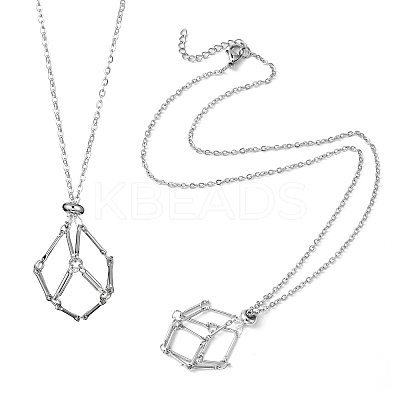 5Pcs 304 Stainless Steel Braided Macrame Pouch Empty Stone Holder for Pendant Necklace Making NJEW-CJ0001-03-1