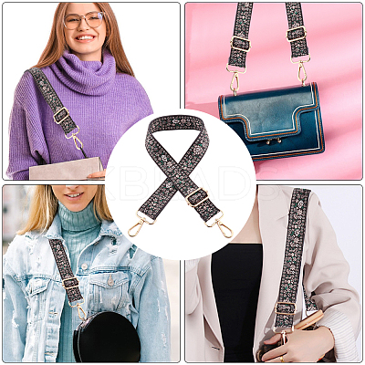Flower Pattern Nylon Canvas Handbag Webbing Bag Straps PW-WG5C768-02-1