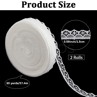 2 Rolls Polyester Flower Lace Ribbon OCOR-CY0002-87-1