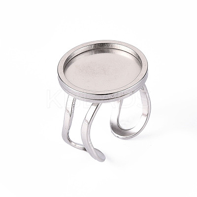 Tarnish Resistant 201 Stainless Steel Cuff Ring Findings STAS-S080-040D-P-1