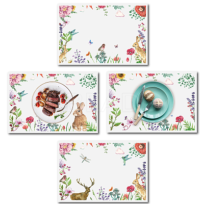 Rectangle with Animal Pattern Cotton Linen Cloth Table Mat AJEW-WH0196-006-1