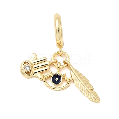 Brass Micro Pave Clear Cubic Zirconia European Dangle Charms KK-C138-06G-1