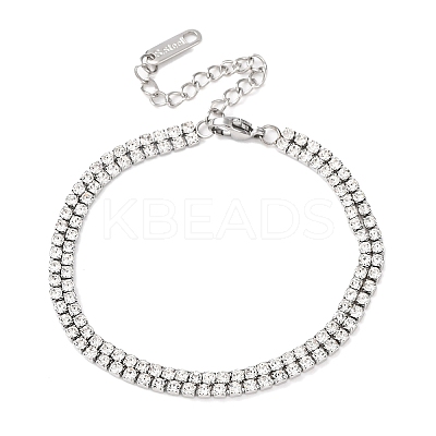 304 Stainless Steel Rhinestone Cup Chain Bracelets BJEW-P376-01P-1