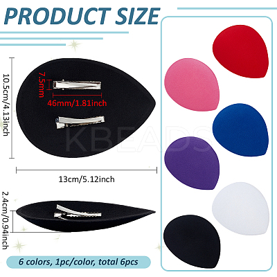 6Pcs 6 Colors EVA Cloth Teardrop Fascinator Hat Base for Millinery DIY-BC0014-09-1