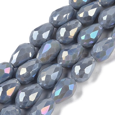 Opaque Solid Color Electroplate Glass Beads Strands EGLA-N013-P10mm-B05-1