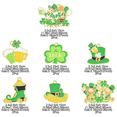 14Pcs 7 Styles Saint Patrick's Day Alloy Enamel Pendants ENAM-FS0001-67-1